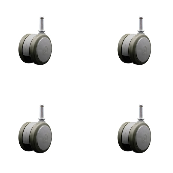 Service Caster 2-3/8'' Gray Floor Safe Twin Wheel Casters 7/16 Grip Ring Stem , 4PK SCC-GR02S60-TPR-GRY-716176-4 - main